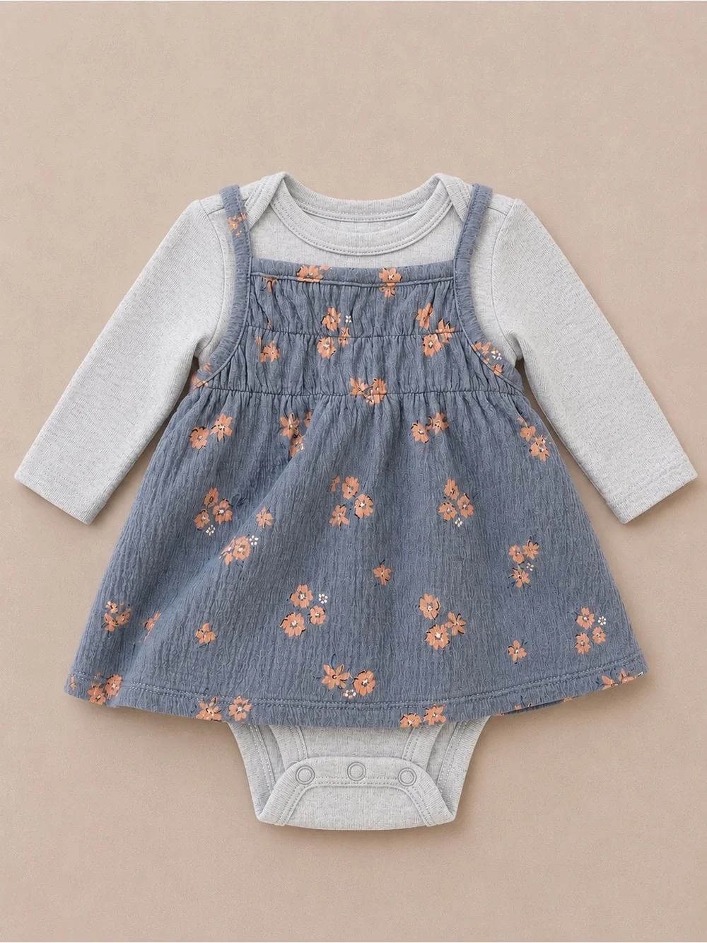 Carter’s - 2 Pieces - Floral Dress W/ Onesie (Cotton & Poly) - NB